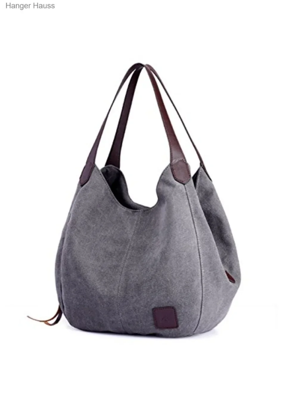 Canvas Multi-pocket Hobo Shoulder Tote Bag - 6 Pockets, Large Capacity